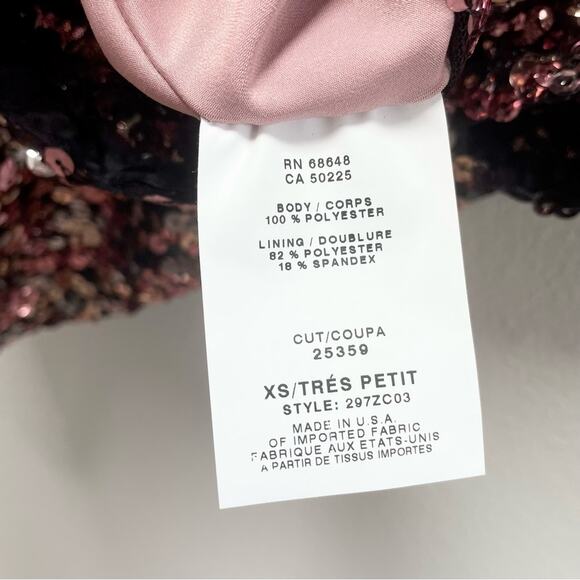 ALLEN SCHWARTZ Pink Sequin Short Sleeve Draped Crop Top Women’s XS $270 - Picture 9 of 9